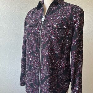 Michael Kors Black and Pink Zip Up Blouse